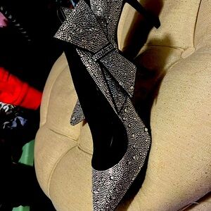 Inc black and silver sequins high heels